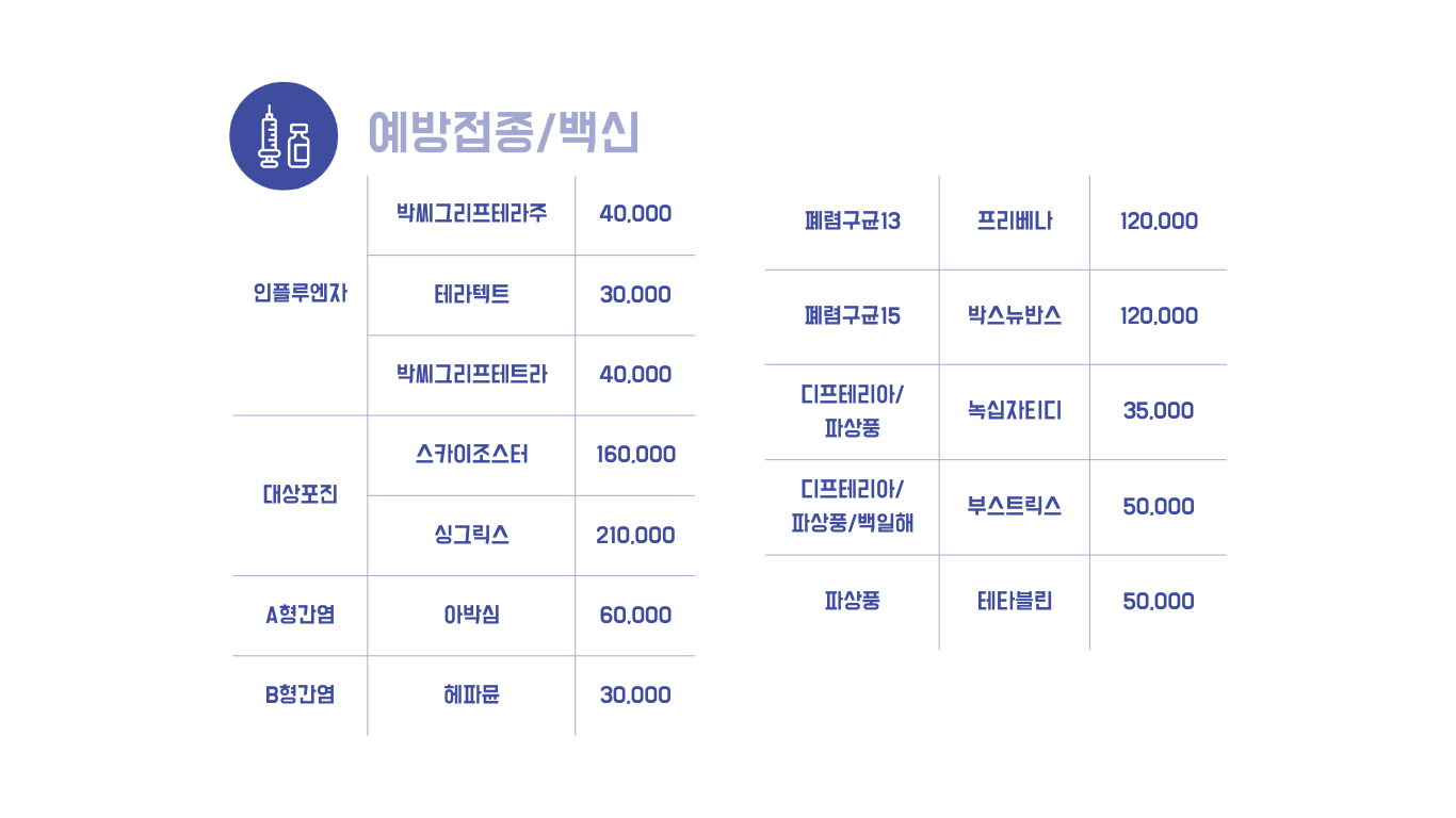 예방접종 리스트